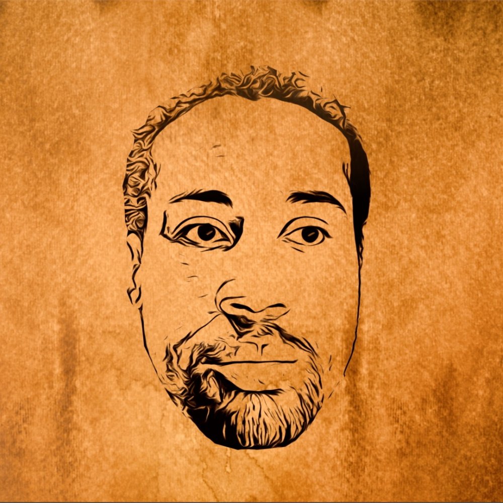 Andre Louis's face is displayed in a drawing with yellow/gold background