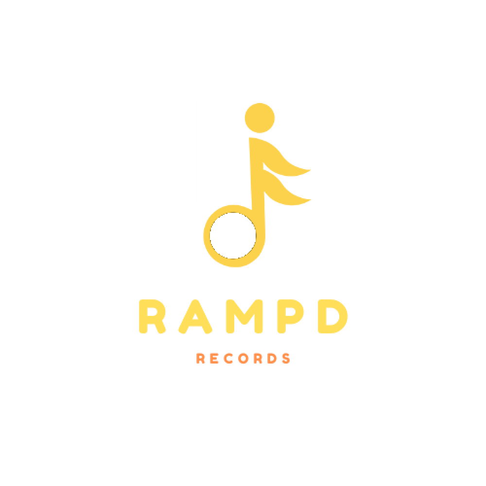the rampd records logo, a ball above a half note