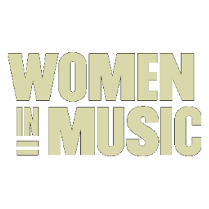 Beige Text logo with words: Women in Music